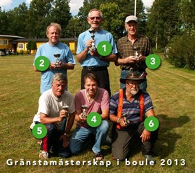 Gränsta Mästerskap 2013 • 1:a Leif Öman • 2:a Anders Persson • 3:a Åke Eklund • 4:a Thomas Jansson • 5:a Bengt Jonsson • 6:a Henry Willstedt