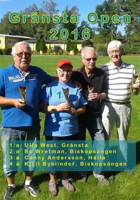 • 1:a Ulla West, Gränsta • 2:a Bo Wretman, Biskopsängen • 3:a Conny Andersson, Hälla • 4:a Kjell Byhlinder, Biskopsängen